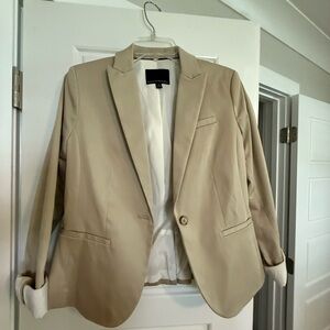 Banana Republic Tan Blazer with Notched Lapels and Structured Shoulders